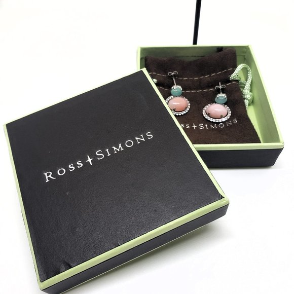 Sterling Silver Pink Opal Post Drop Earrings - Picture 2 of 6